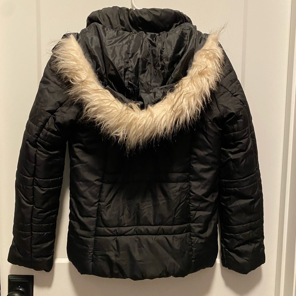 Gently worn, black puffer jacket
